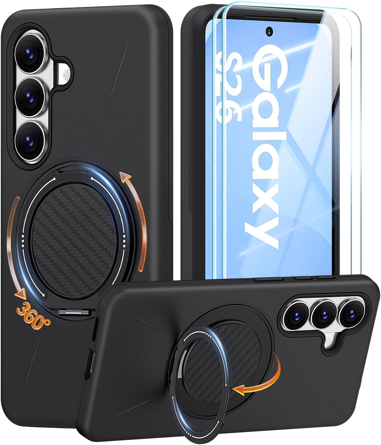 Detalle de AOUIA Samsung S26 Case with 2-Pack Screen Protector: Military-Grade Shockproof Protection with 360° Rotating Kickstand