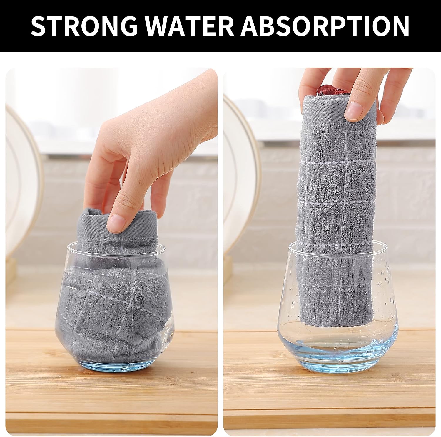 Detalle de Homaxy 13 x 28 Cotton Terry Kitchen Towels, 4-Pack 🧻