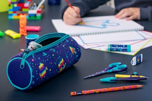Detalle de Maped - Trousse Ronde Pixel Party : néoprène robuste et toucher doux pour la rentrée