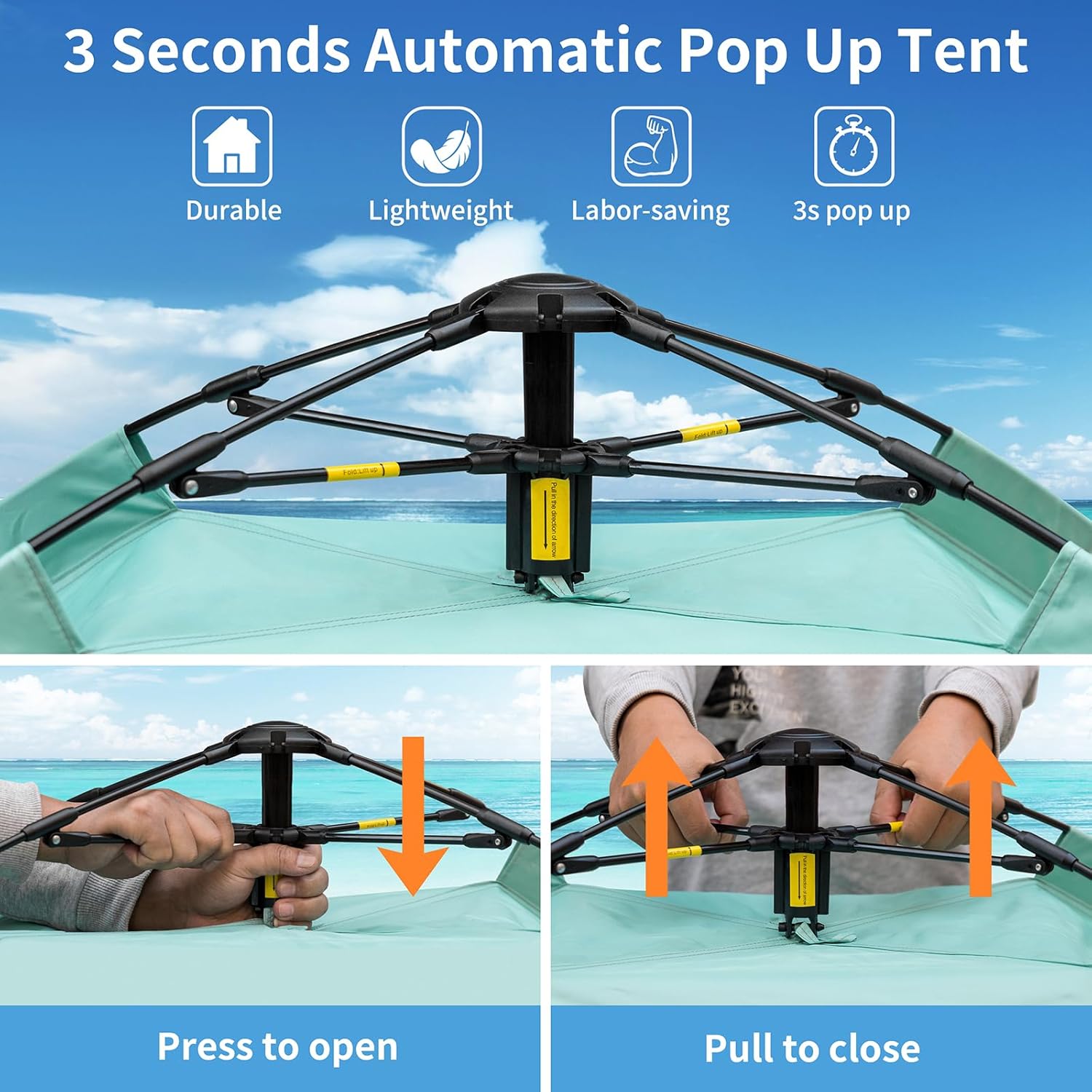 Thumbnail 1 de Yafaca Pop Up Beach Tent (UV 50+, automatic pop-up), 1–3 person extra large shelter