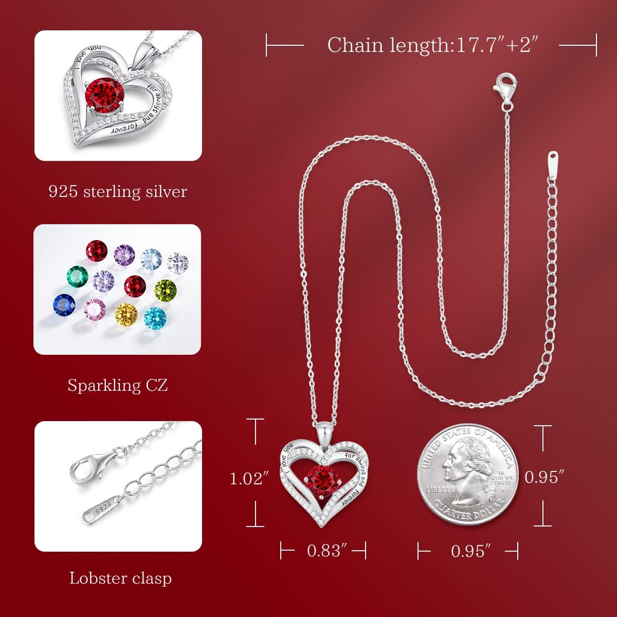 Thumbnail 4 de CDE Forever Love Heart Necklace 0.83" đź’Ť