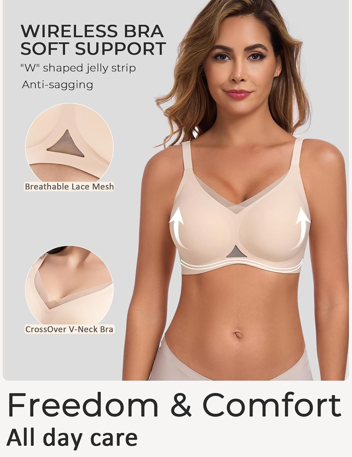 Detalle 2 de Gailife Wireless V Mesh Comfortable Bralette Bra