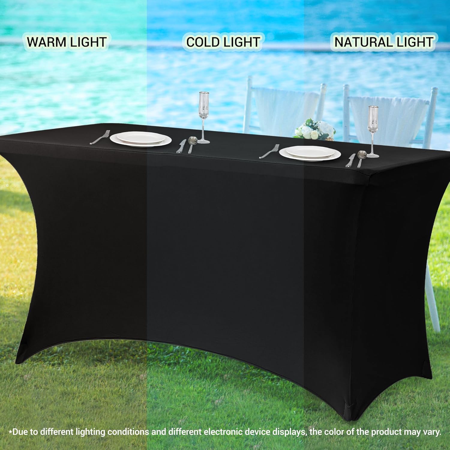 Thumbnail 6 de Obstal 6-Pack Stretch Spandex Table Covers for 6 Foot Tables (Universal Fitted, Stamping Gold)