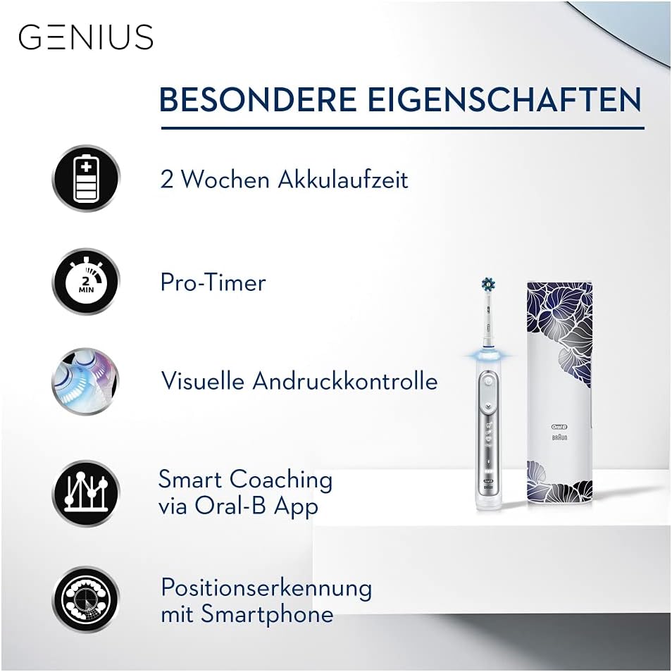 Thumbnail 4 de Oral-B Genius 8500 Elektrische Zahnbürste – 5 Putzmodi, Positionserkennung, Reiseetui, silber