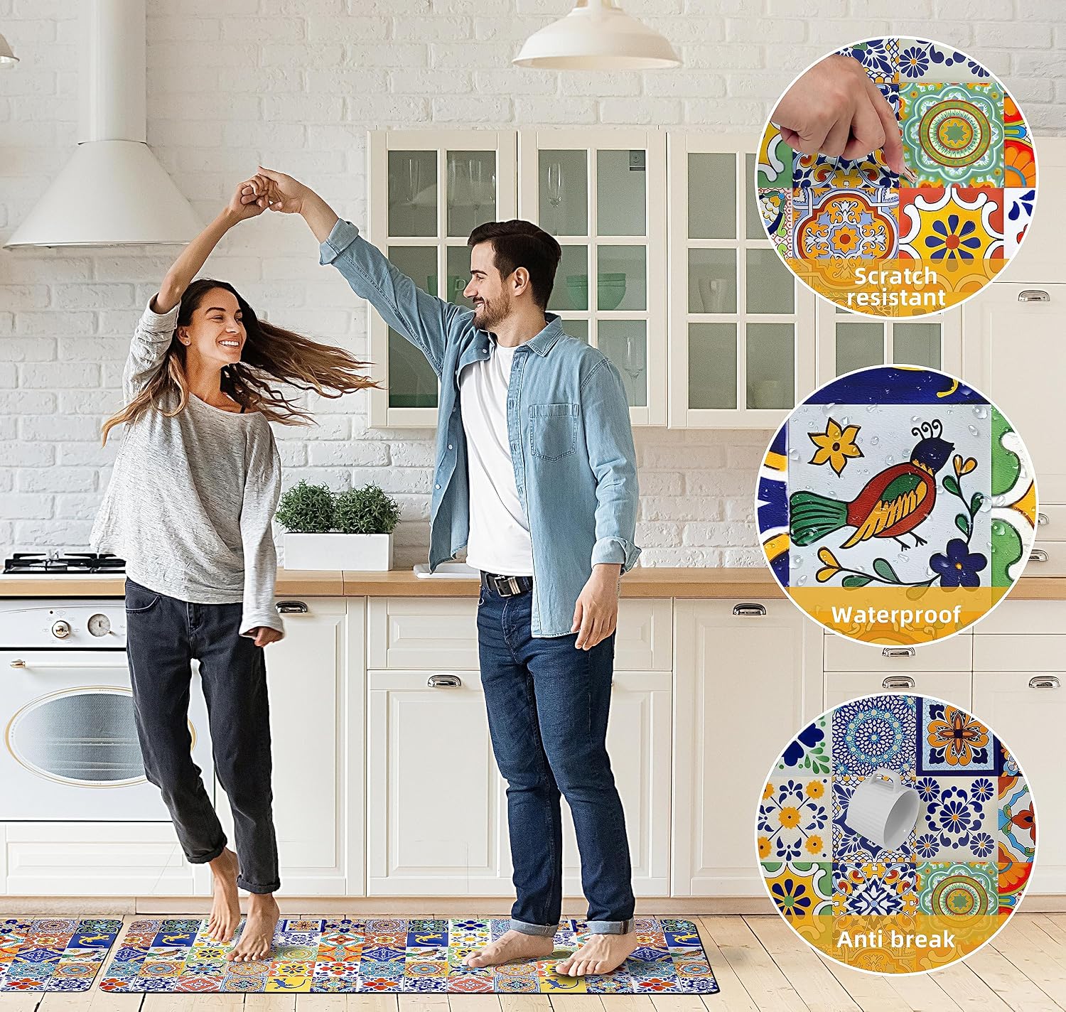 Thumbnail 2 de weesire Boho Kitchen Rugs Set — 2-Piece Anti-Fatigue Mats, 17.3 x 28 and 17.3 x 47 Inches