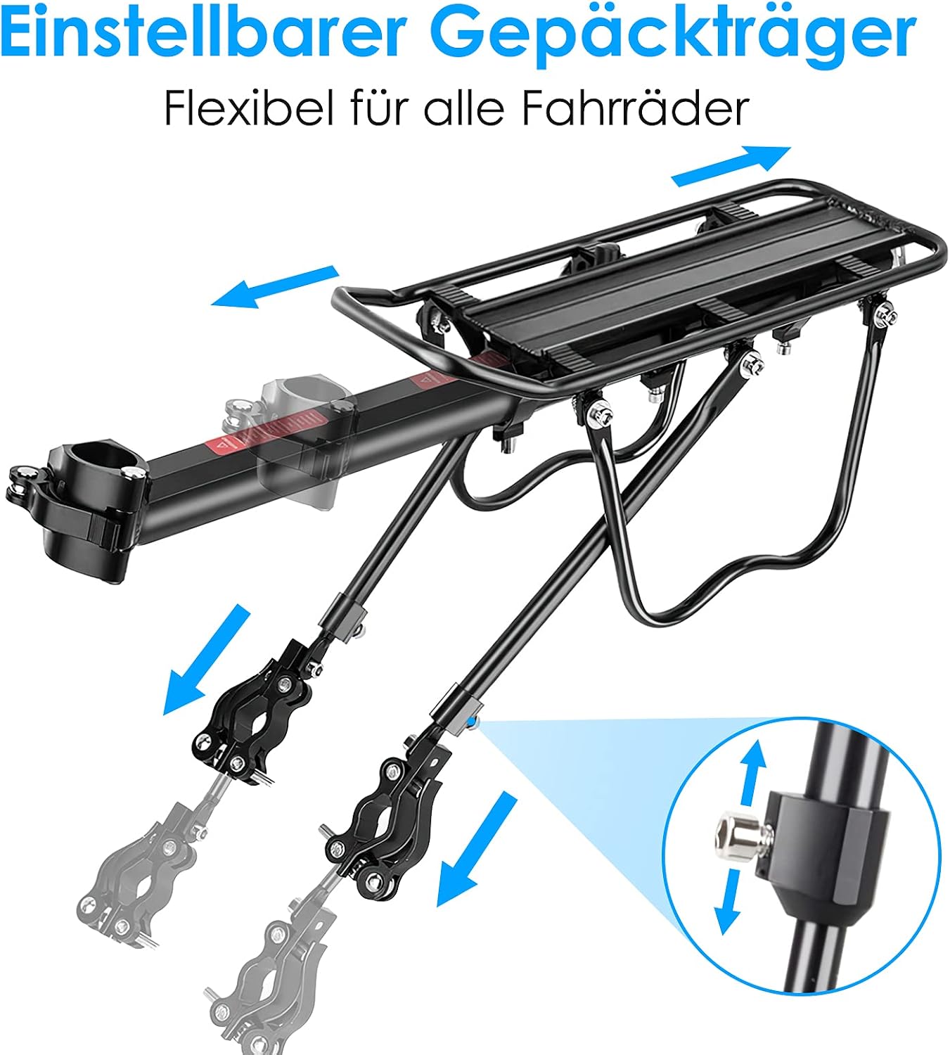 Thumbnail 2 de SPGOOD Fahrrad-Gepäckträger-Set für 24–29 Zoll: Aluminium, Schnellverschluss, Reflektor