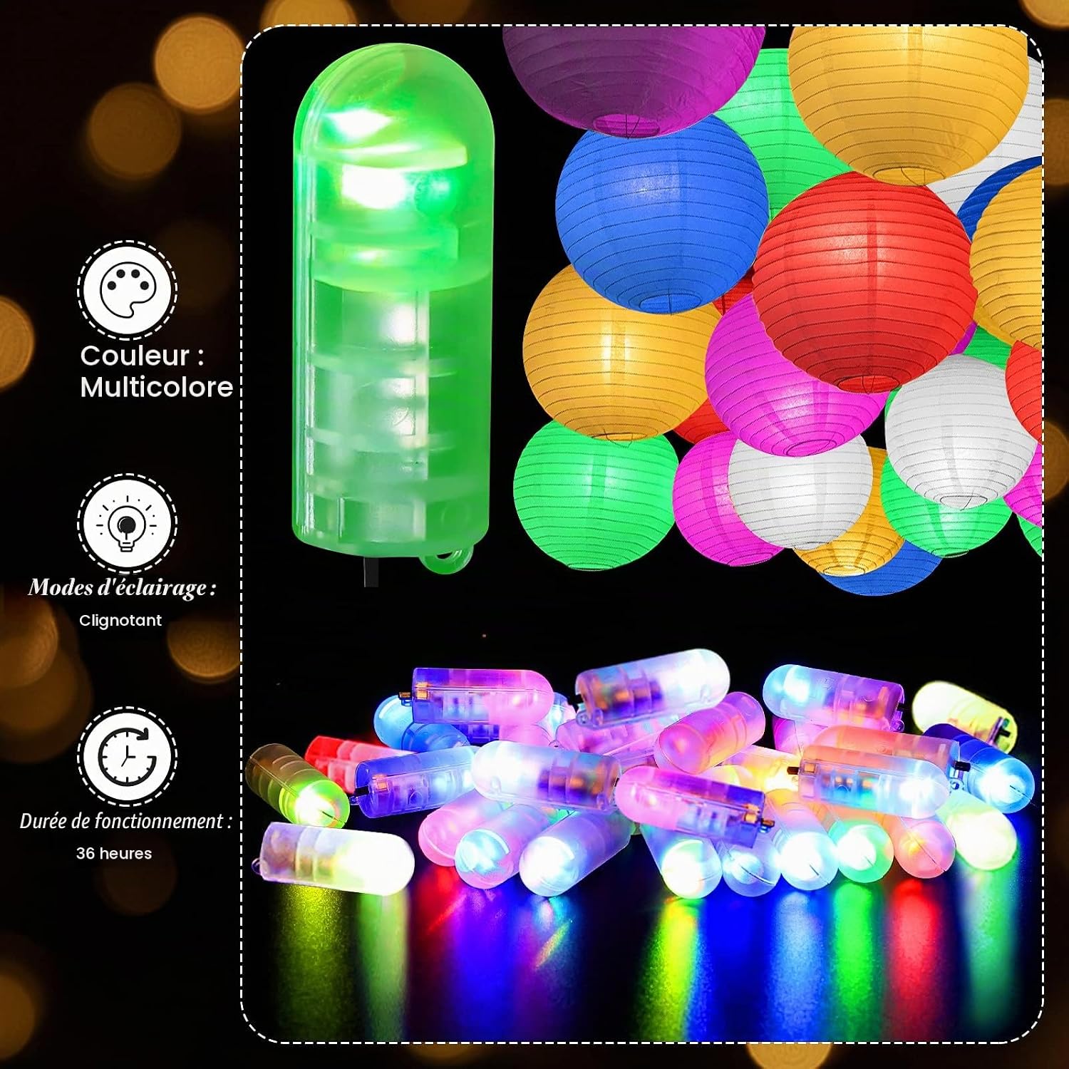 Detalle 2 de Yizhet mini-ledlampjes voor ballonnen, 30 stuks met kleurrijk licht en haakje