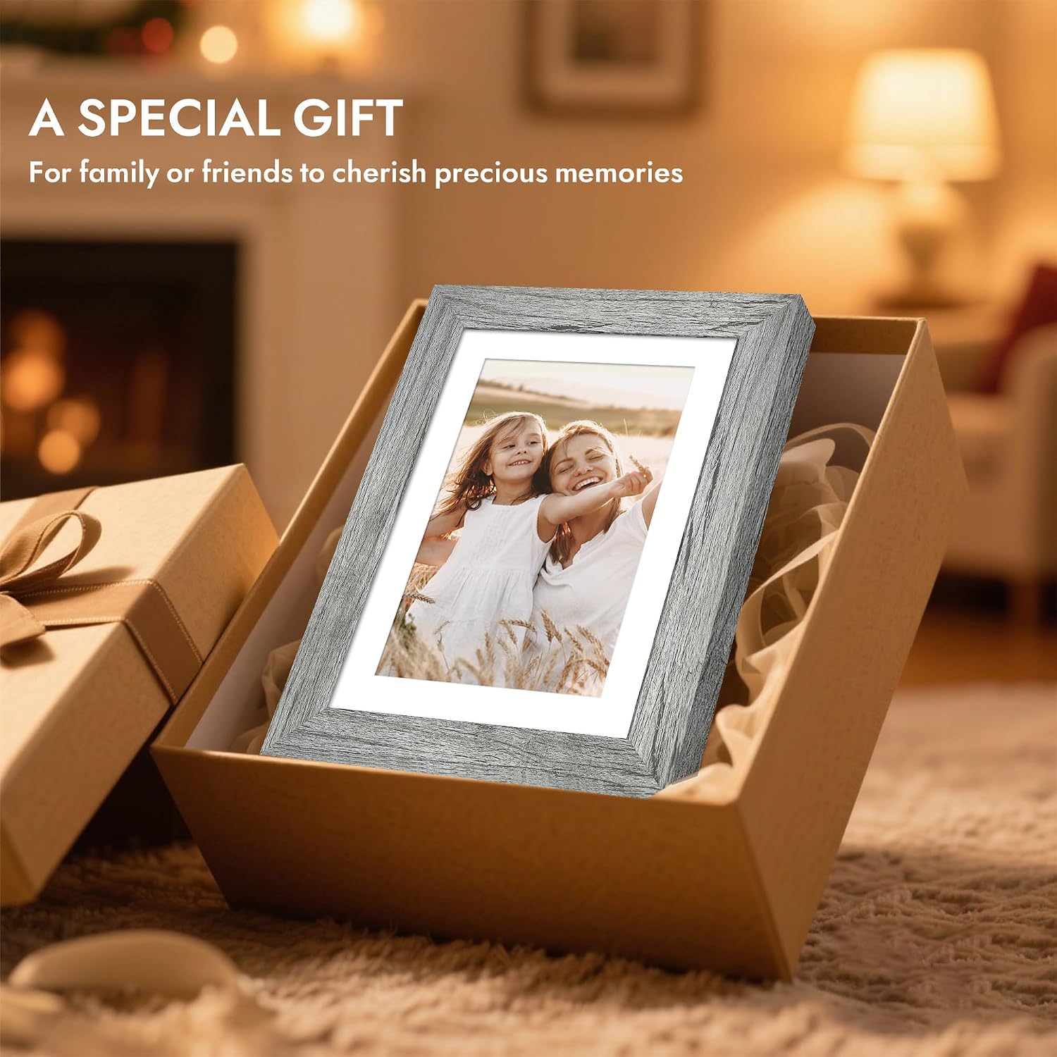 Thumbnail 6 de Hongkee 11x14 Picture Frame with Real Glass – 8x10 Wood Frame with Mat (Grey, 1 Pack)