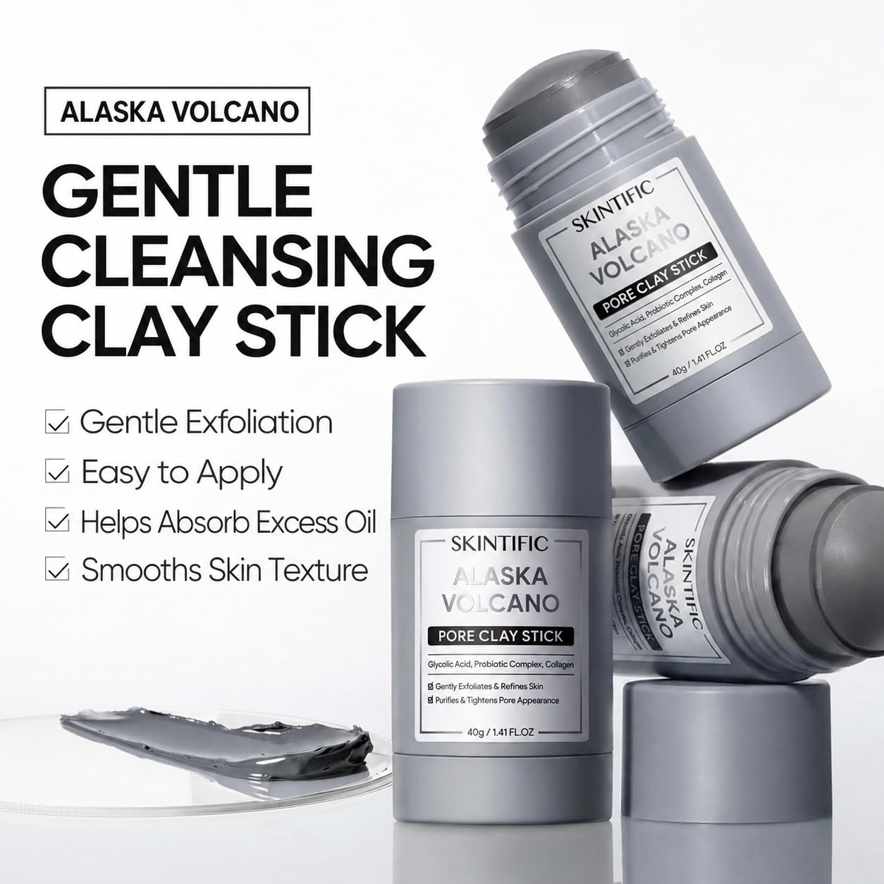 Detalle 2 de SKINTIFIC Clay Mask Stick Set, Alaska Volcanic Clay & Mugwort Duo