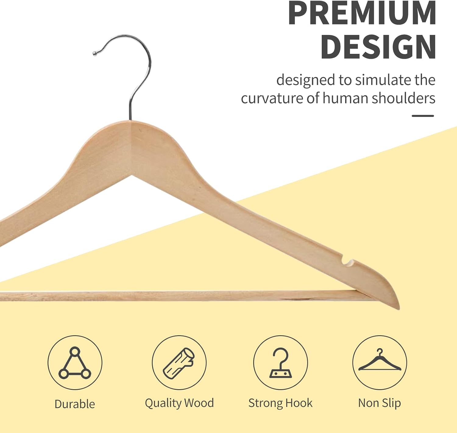 Thumbnail 5 de REQUISITE NEEDS Wooden Coat Hangers 40 Pack – Wide Shoulder, 360° Rotating Hook, Natural Maple Wood