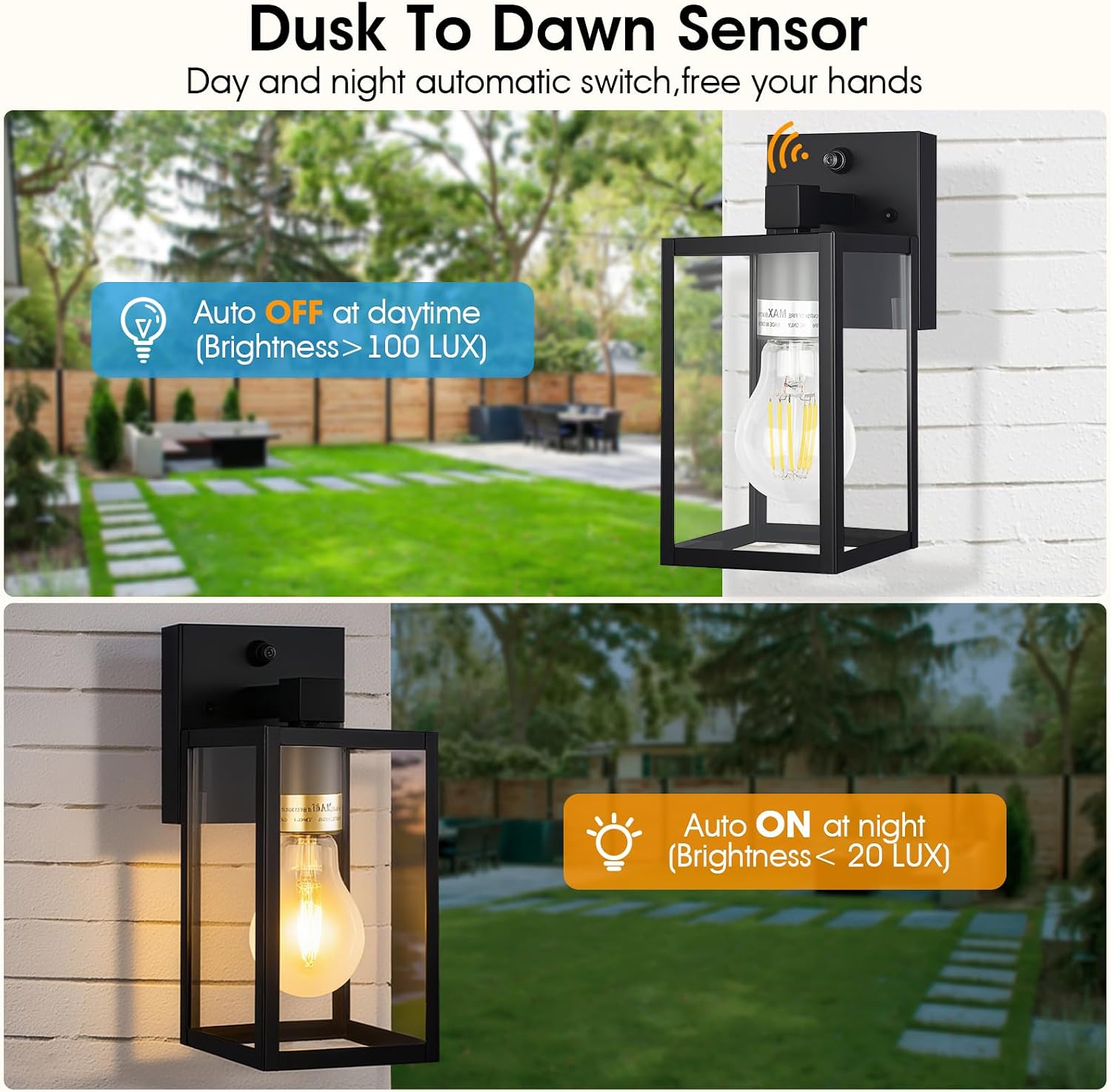 Detalle de tjjsllhbe Z019 Outdoor Wall Lights, 2-Pack with Dusk-to-Dawn Sensor