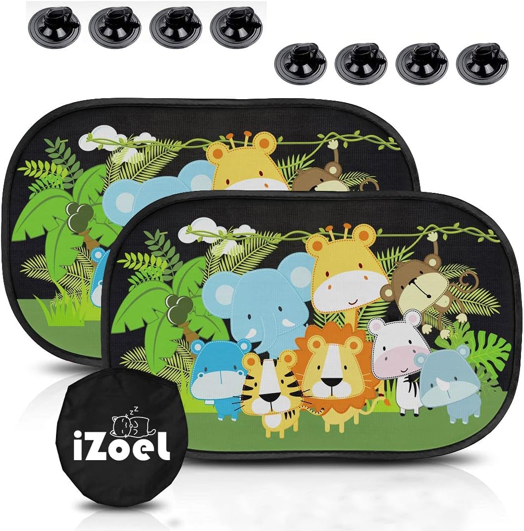 Thumbnail 6 de iZoeL Car Sun Shade for Baby & Kids (2 pcs) with Static Cling, 8 Suction Cups and Storage Bag