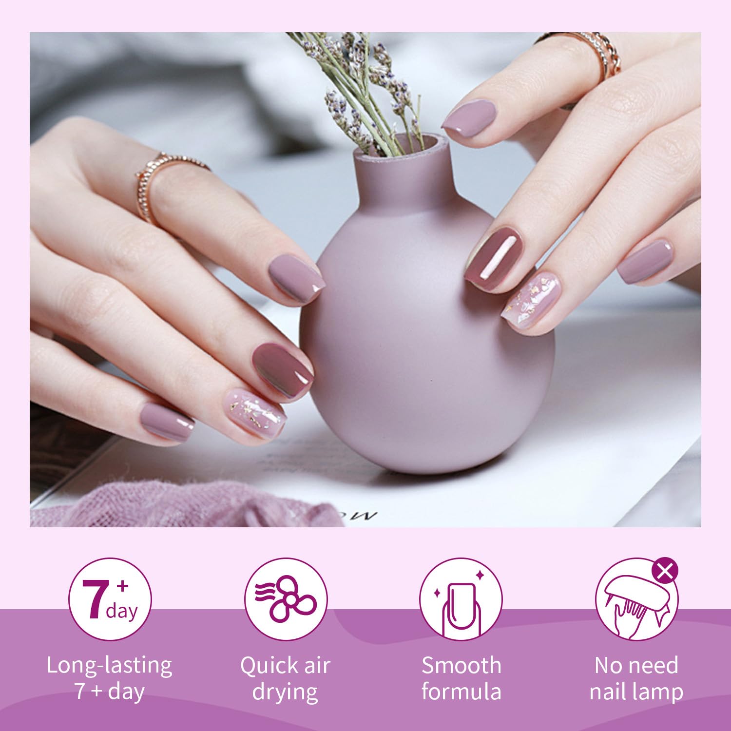 Thumbnail 4 de OpenLive 10ml Nude Pink Nail Polish Set (6 Colors) — Quick-Dry Neutral, Brown/Red/Purple Shades