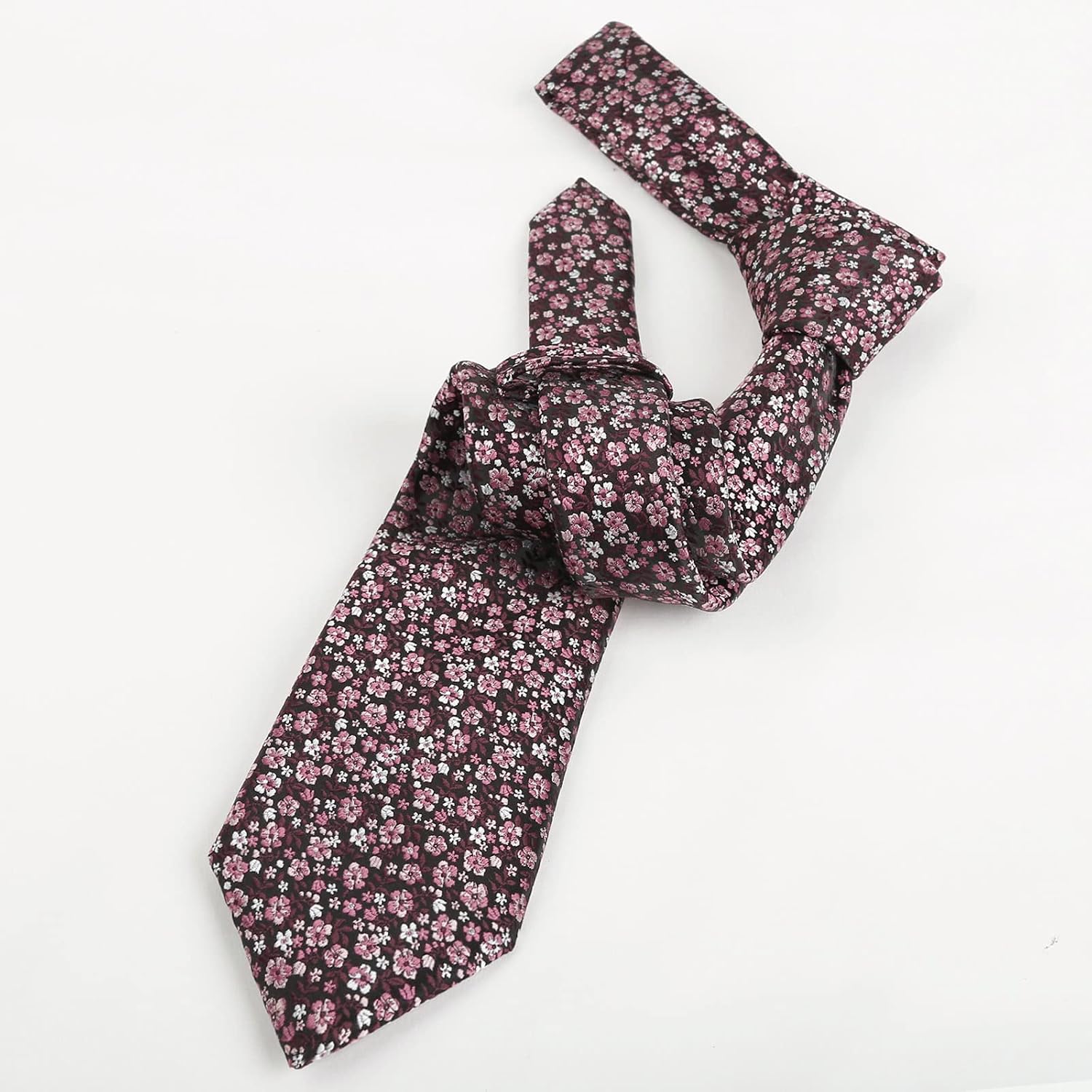 Thumbnail 2 de Alizeal Floral Patterned Wedding Tie with Pocket Square Set (8cm) – Colourful Classic