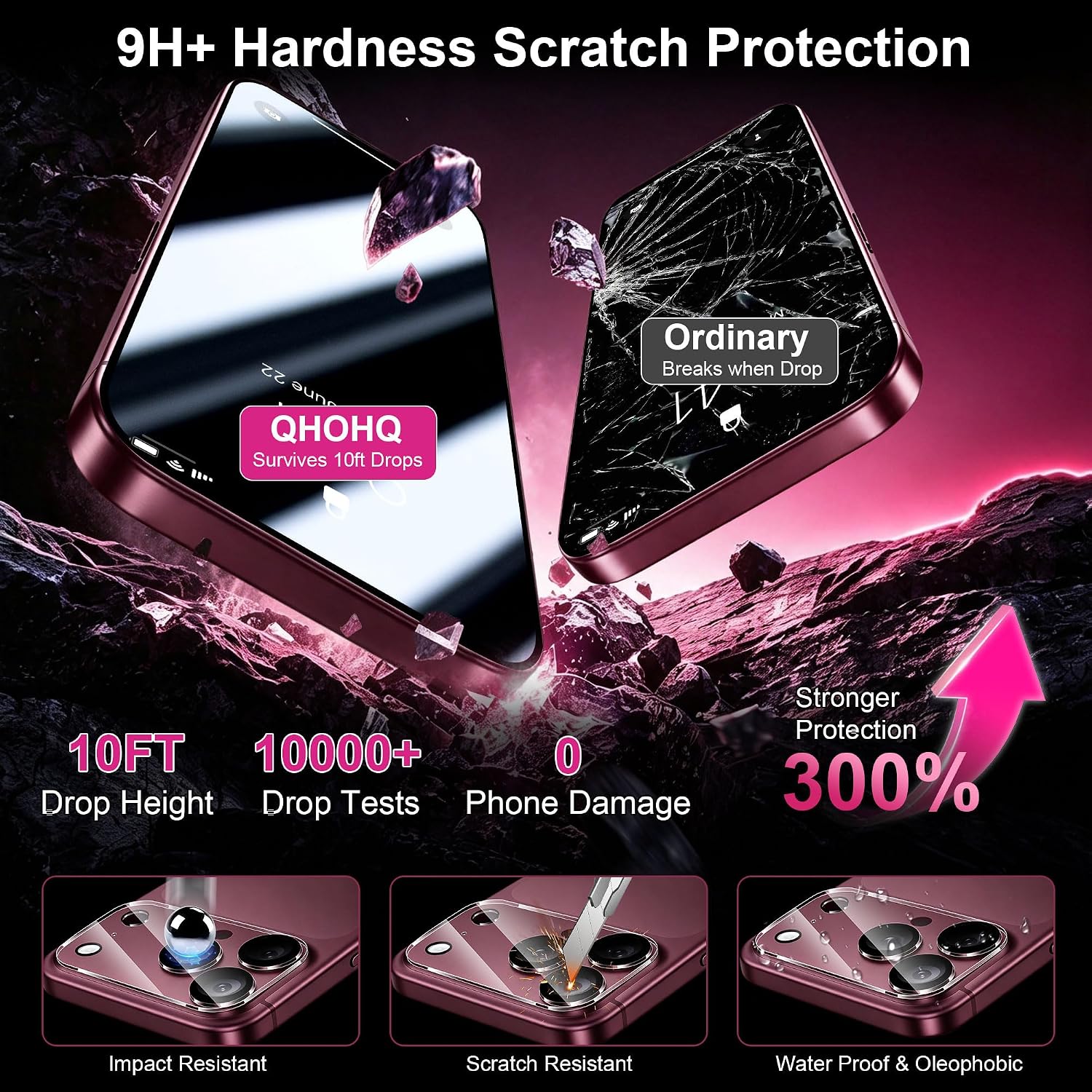 Thumbnail 3 de QHOHQ iPhone 18 Pro Max 6.9 Inch Privacy Screen Protector, 9H+ Glass