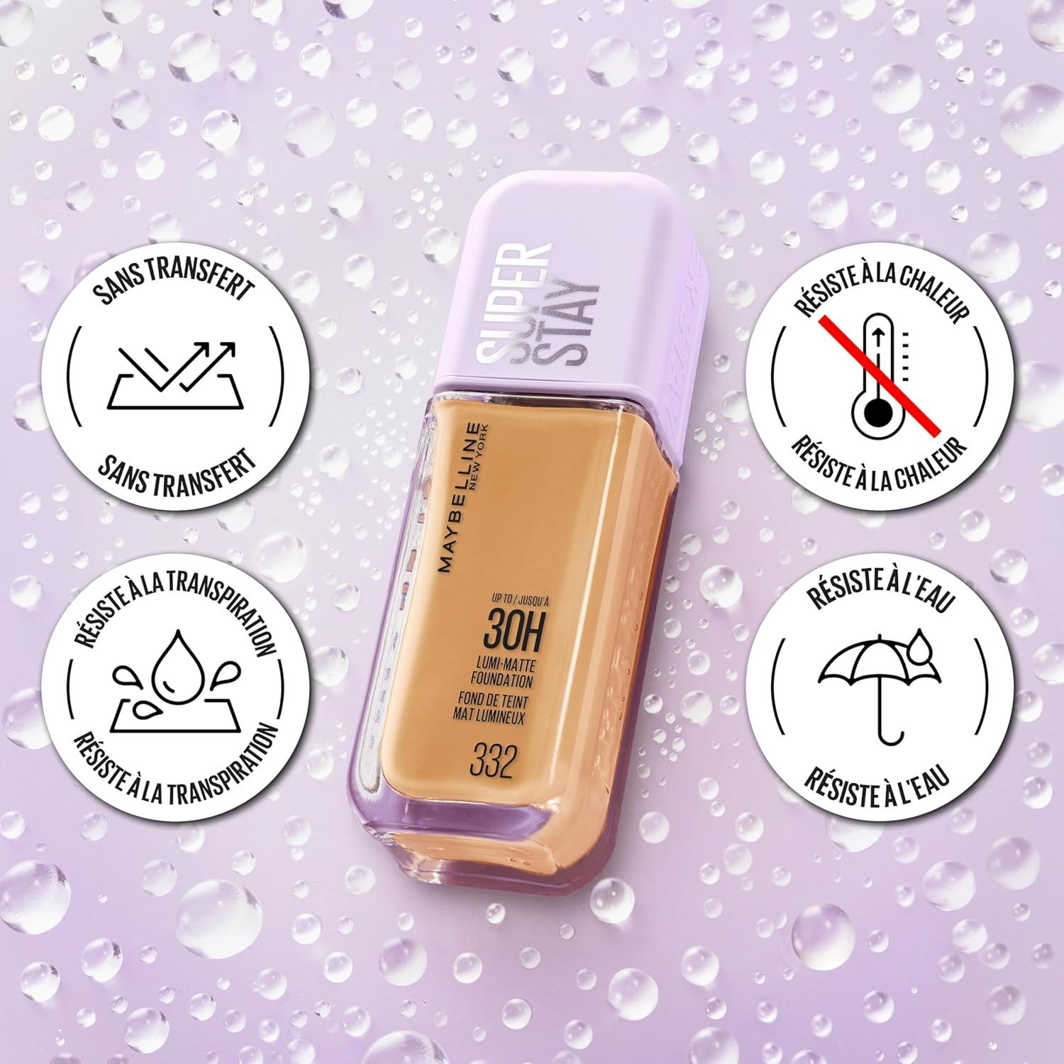 Thumbnail 6 de Maybelline Superstay 30H Lumi-Matte Teinte 356 – fond de teint liquide longue tenue (35 ml) fini mat lumineux