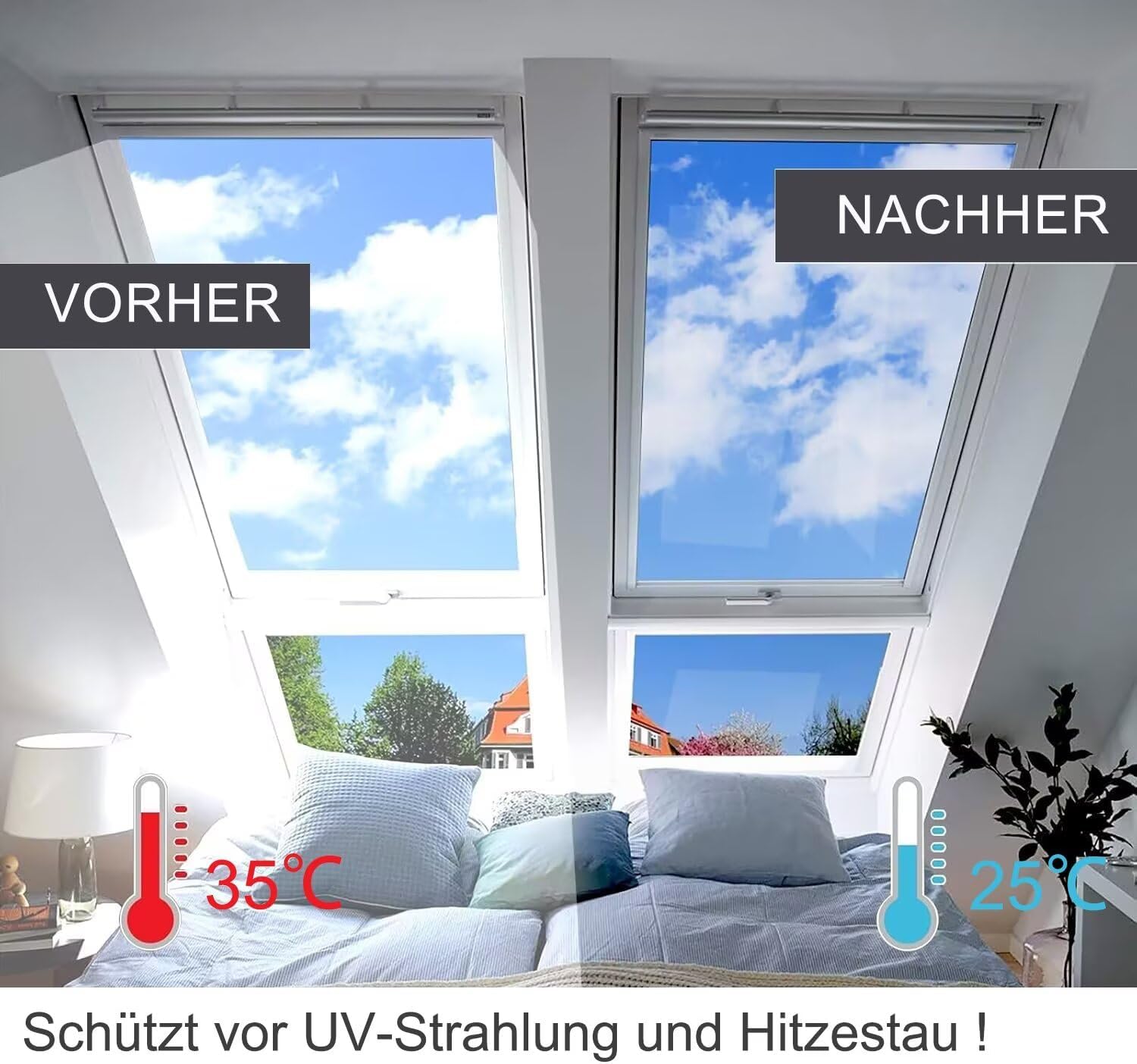 Detalle de Gutsurge Spiegelfolie Fenster Sichtschutz 90x400 cm – Sonnenschutz & UV-Schutz, einseitig reflektierend