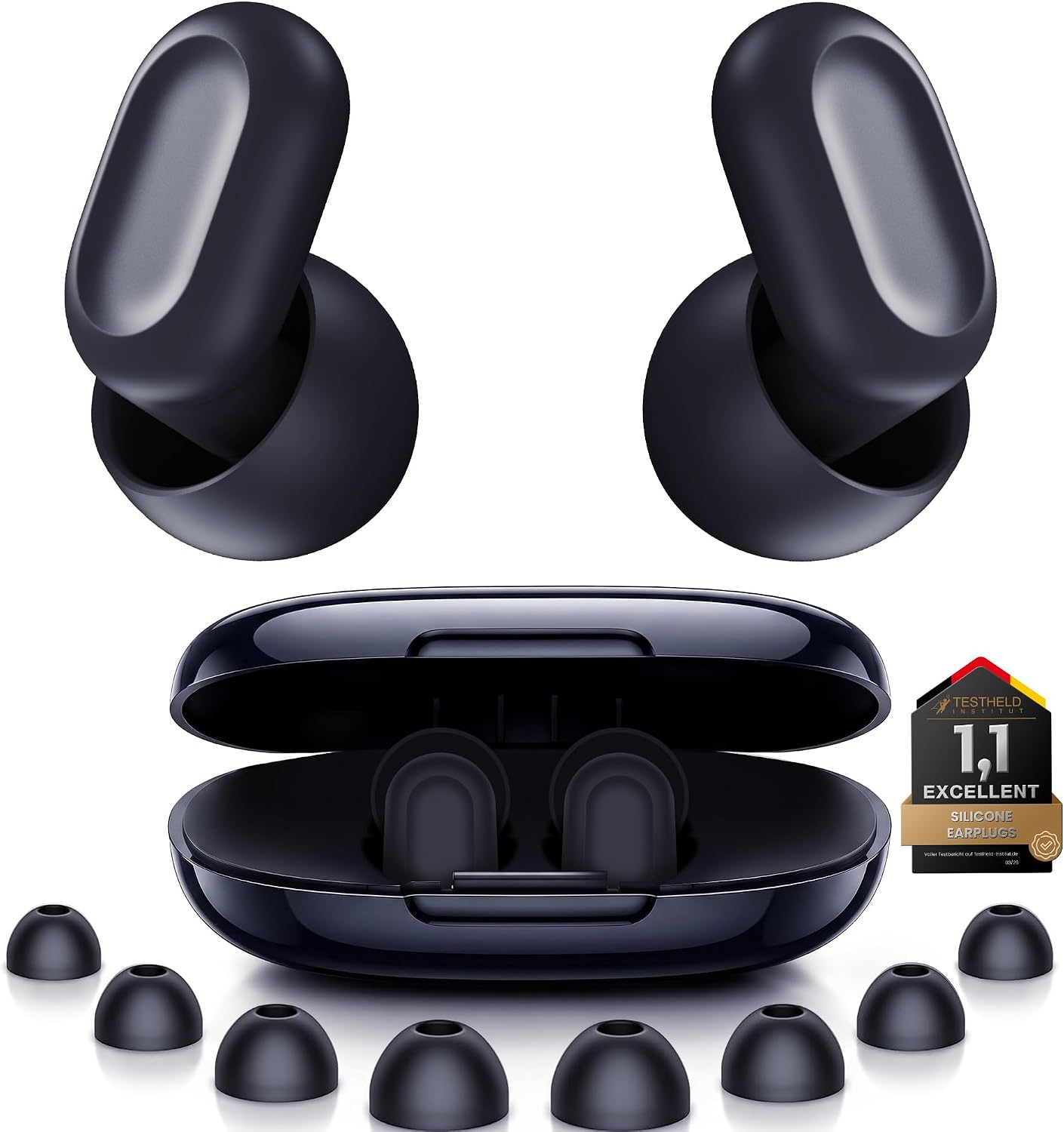 Detalle de Sokzixx Ear Plugs for Sleep with SkinFit Technology (35dB) – 4-Size Fit (XS/S/M/L) – Black