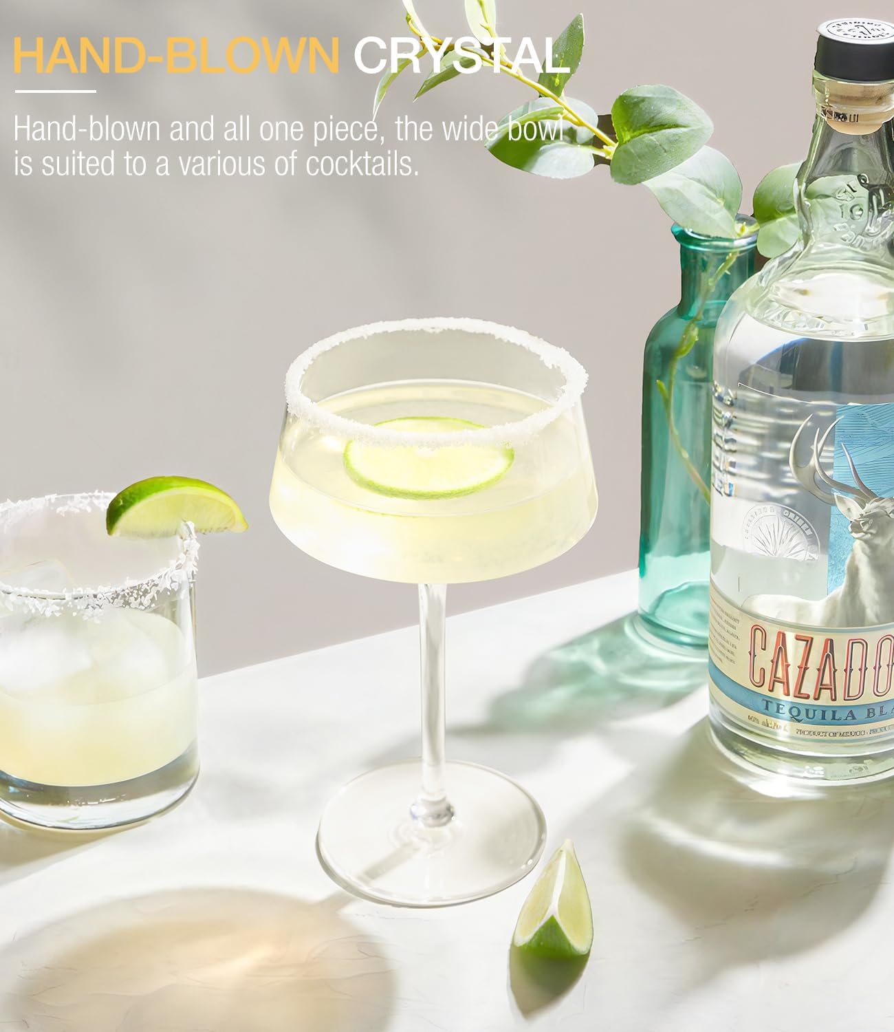 Thumbnail 2 de LUNA & MANTHA 8oz Martini Glasses — Set of 6, Hand-Blown Crystal Coupe Glasses