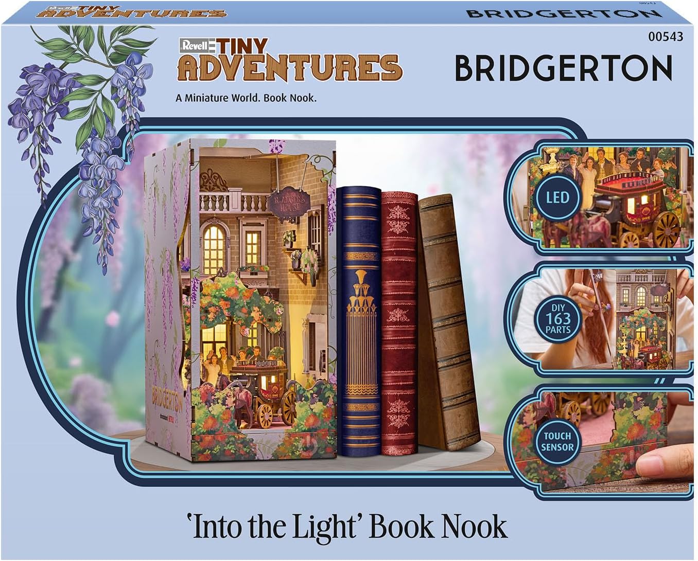 Detalle 2 de Revell Tiny Adventures – Bridgerton Into The Light Book Nook avec éclairage LED