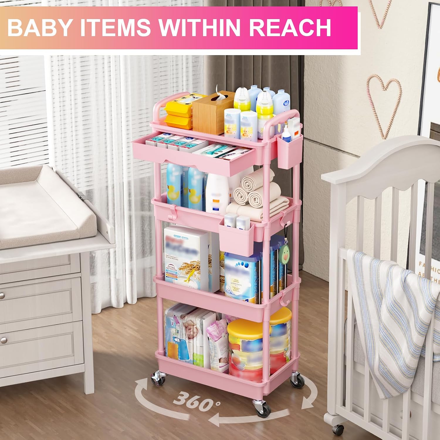 Thumbnail 5 de Goovilla 4-Tier Rolling Utility Cart with Drawer ๐