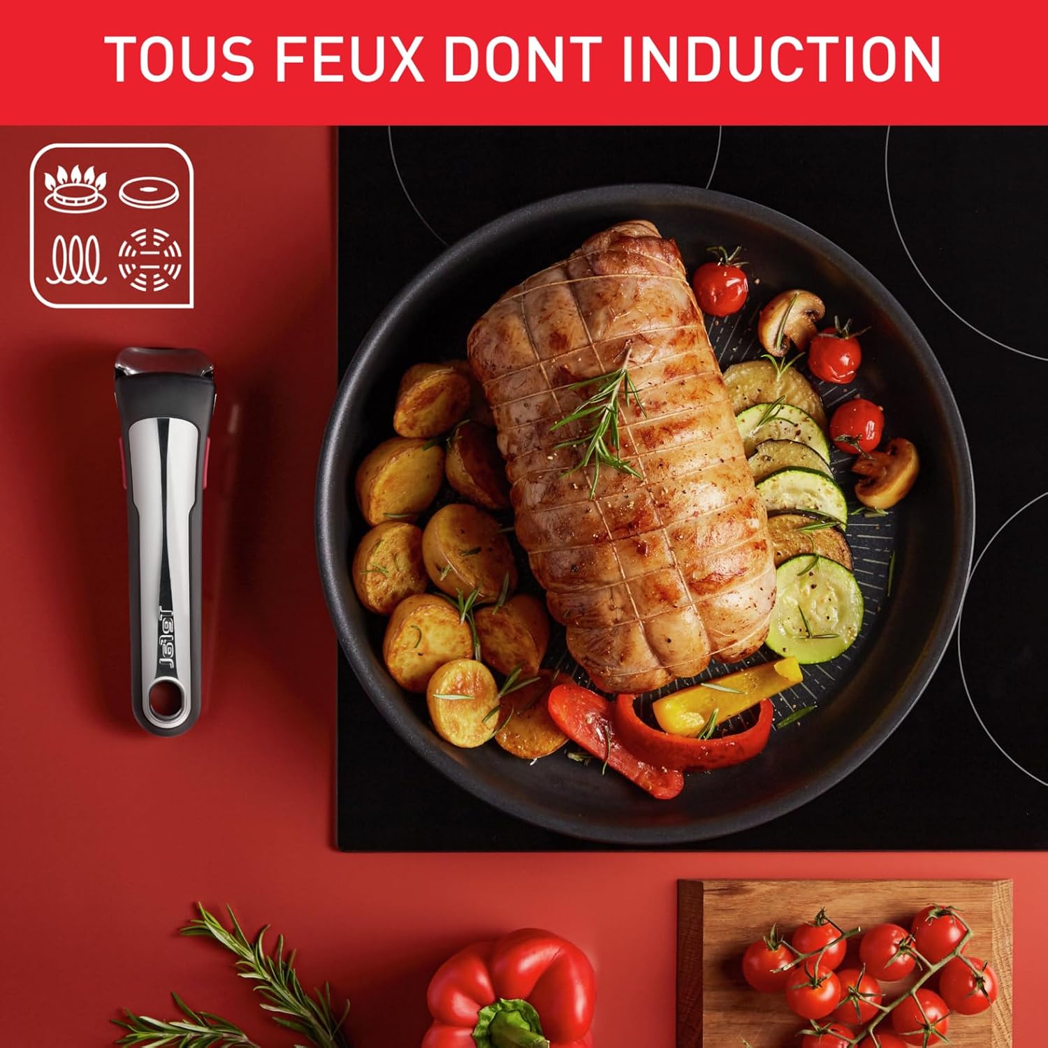 Thumbnail 2 de Tefal Ingenio Unlimited: Lot de 2 poêles 22/26 cm avec poignée amovible, induction, réacteur antiadhésif et empilable