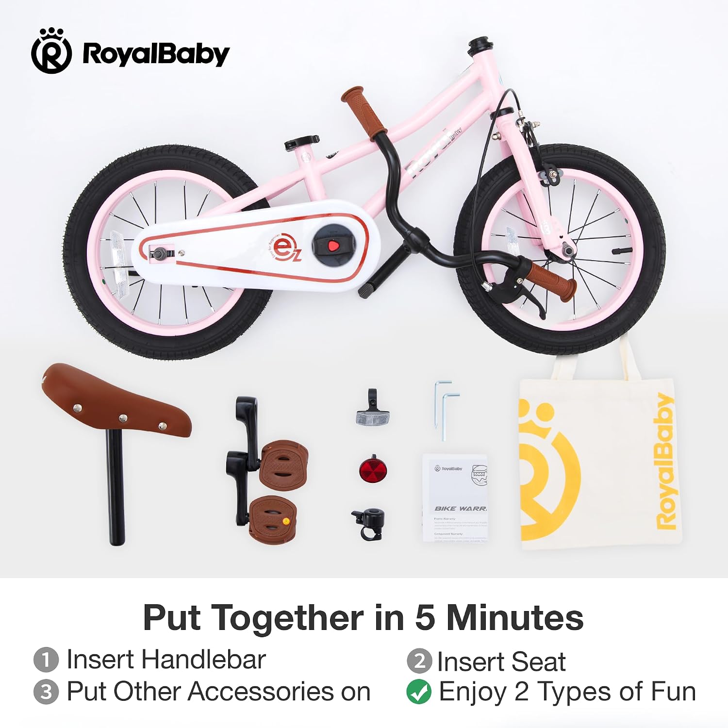 Detalle de RoyalBaby Kids Bike Terra EZ Balance to Pedal Convertible (14/16/18 Inch) for Ages 3–9