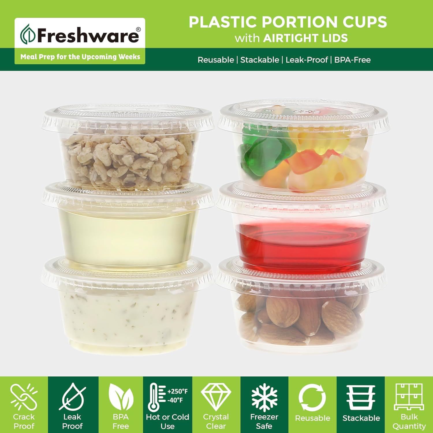 Detalle 2 de Freshware Plastic Portion Cups 2 oz 🧁