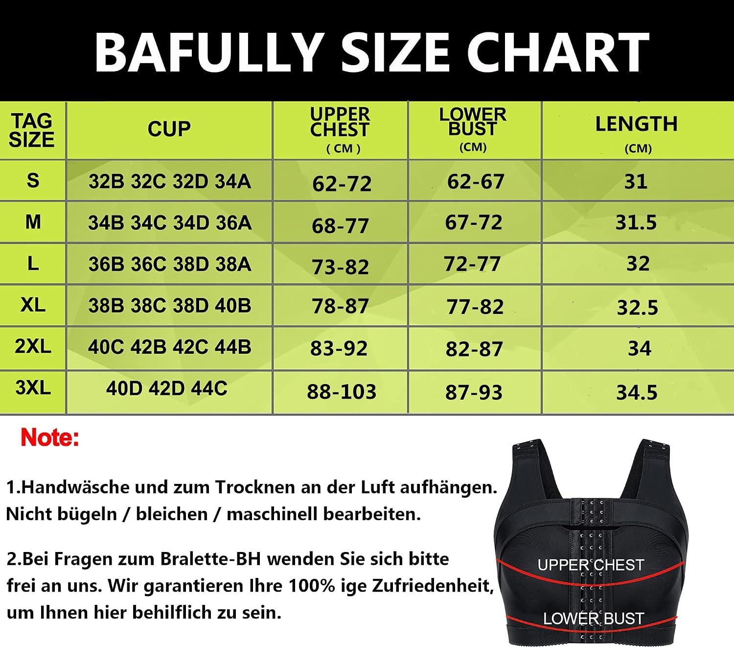 Detalle 2 de Bafully Women Post Surgery Front Closure Sports Bra with Breast Support Wirefree Racerback