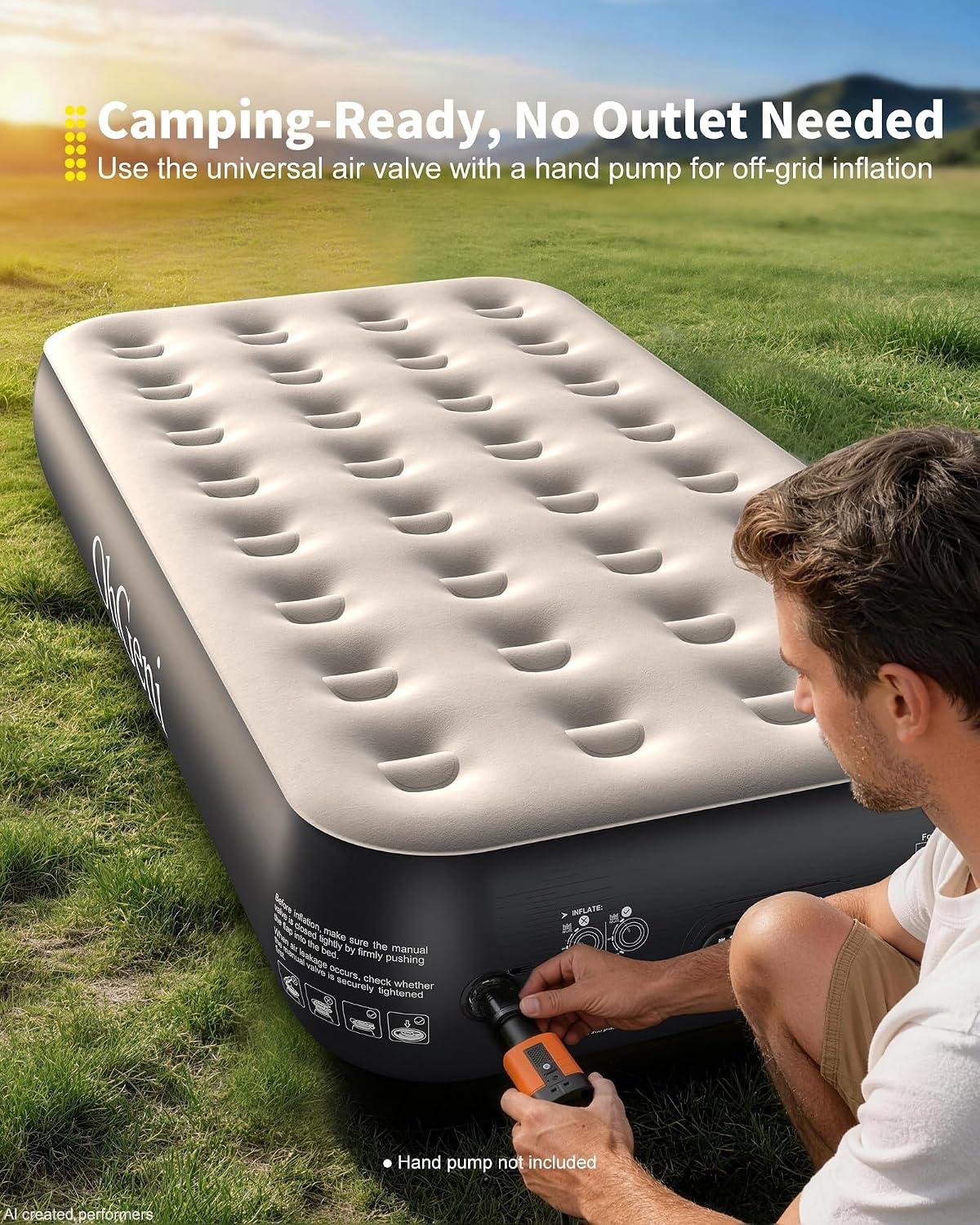 Detalle 2 de OhGeni AMH5 Twin Air Mattress, 13-Inch Raised Bed with Built-In Pump
