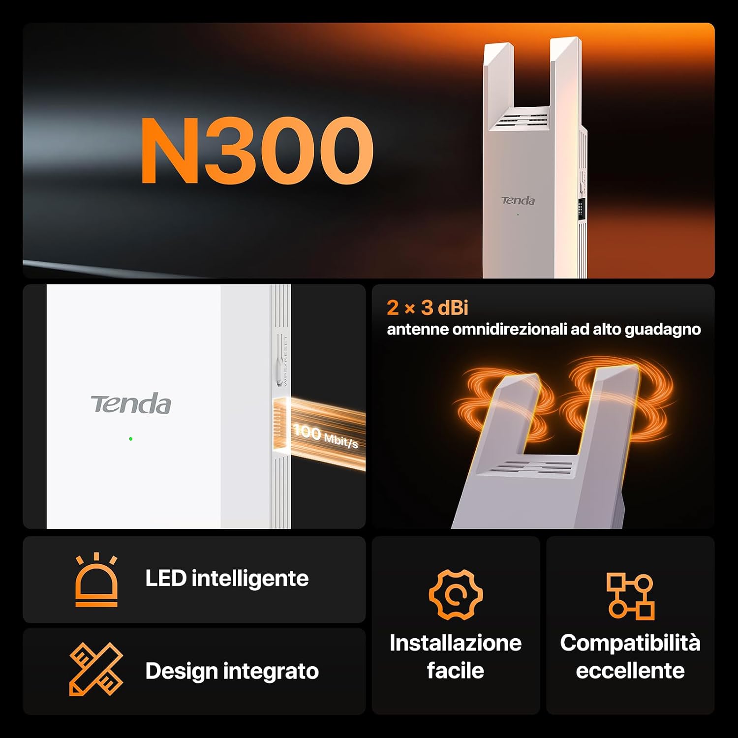 Thumbnail 1 de Ripetitore WiFi Extender e Access Point Tenda R10, 300 Mbps, Porta Ethernet, Copertura fino a 120 m²