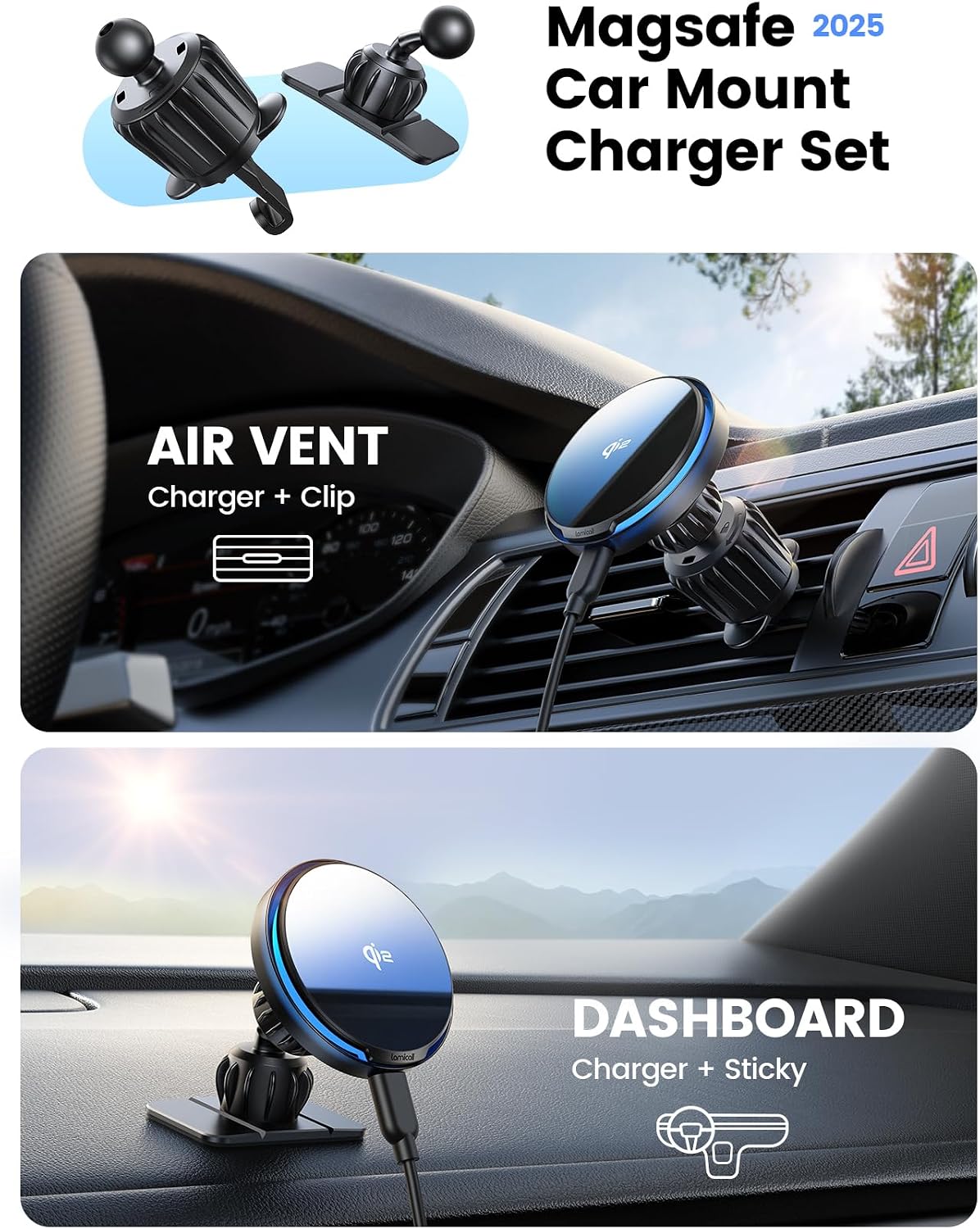 Detalle 2 de Lamicall MagSafe Car Mount 15W