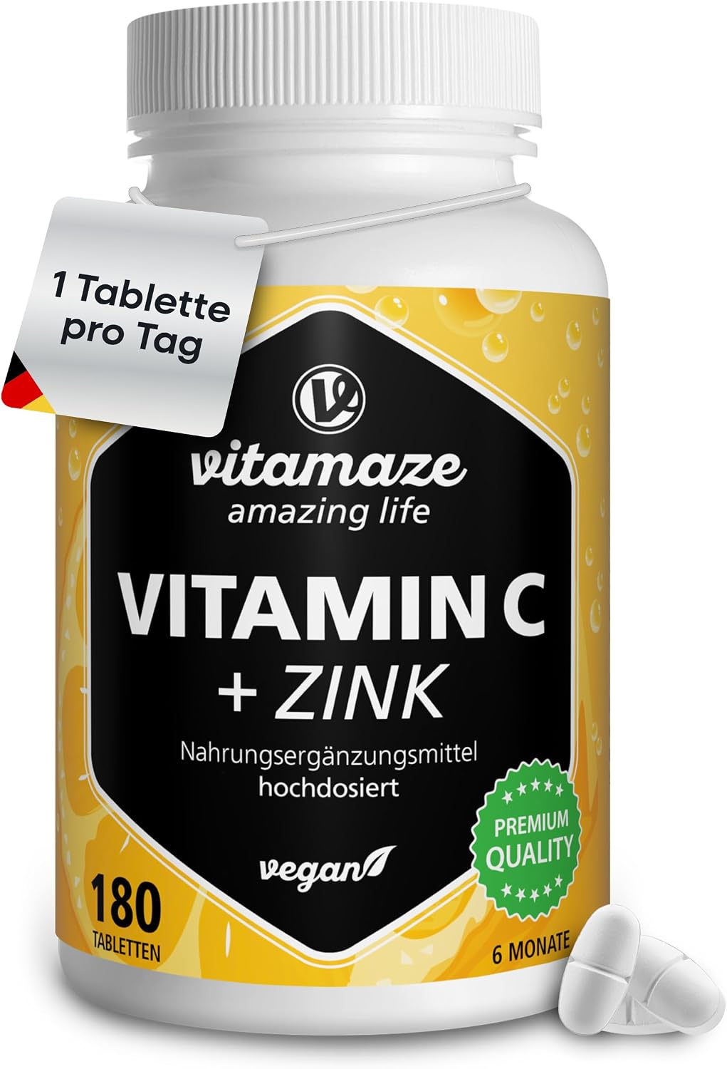 Detalle de Vitamaze Vitamin C 1000 mg + Zink, 180 Tabletten