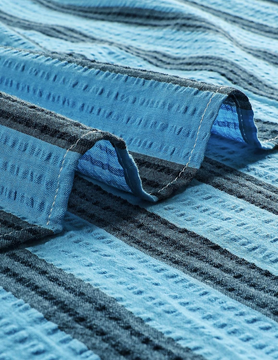 Detalle 2 de VATPAVE 25803529650362 Men's Striped Seersucker Button-Down Shirt