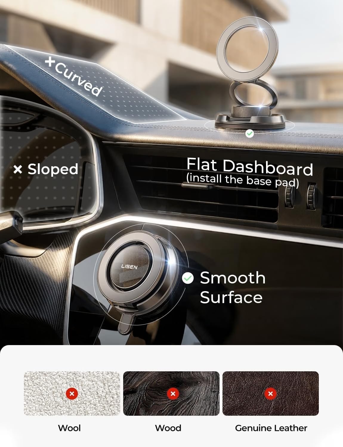 Detalle de LISEN Magnetic Car Phone Mount, All-Metal