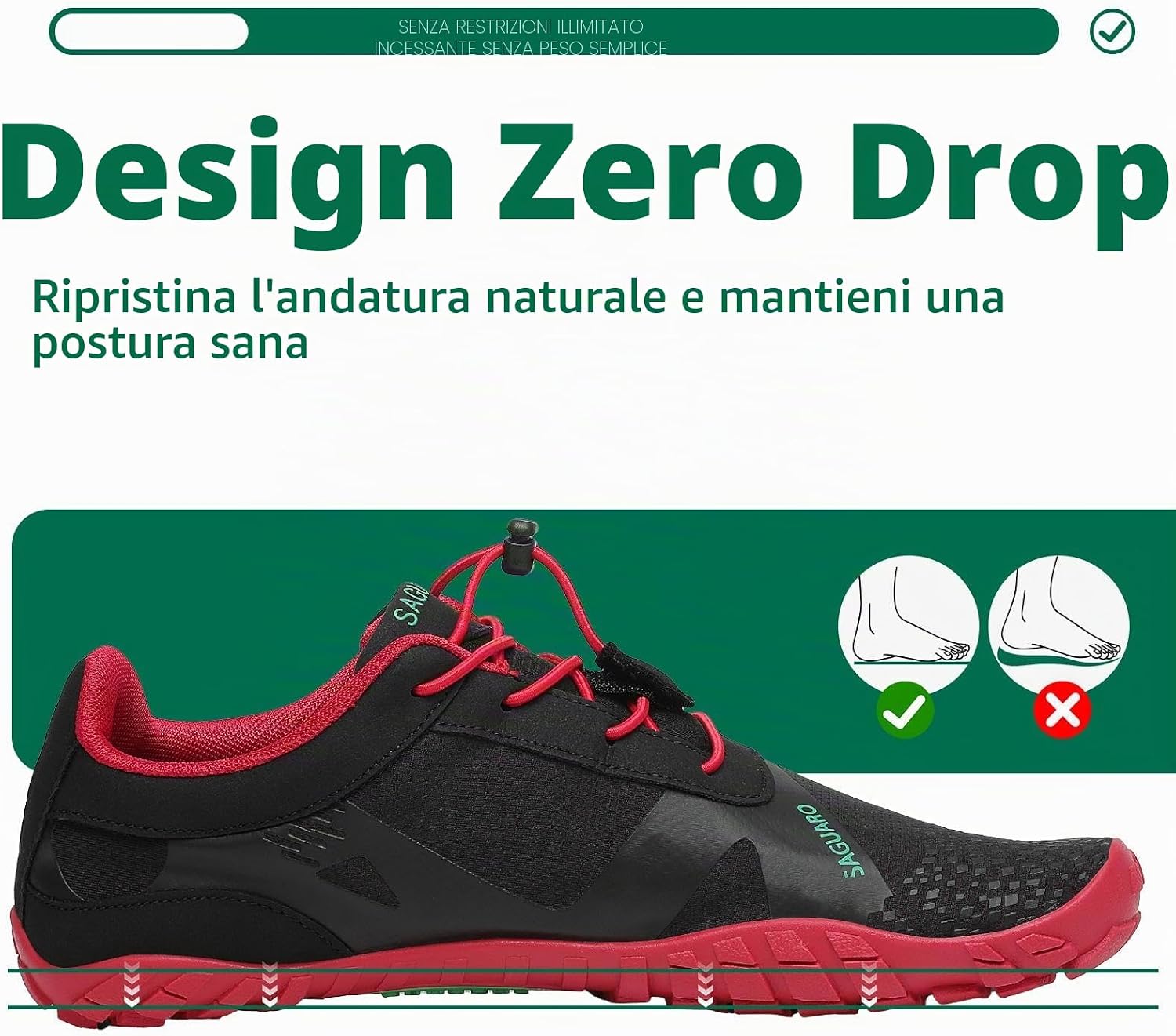 Detalle de SAGUARO Scarpe da Trail Running Barefoot Uomo Donna – Estremamente flessibili e leggere per palestra e trekking (GR.36-48)