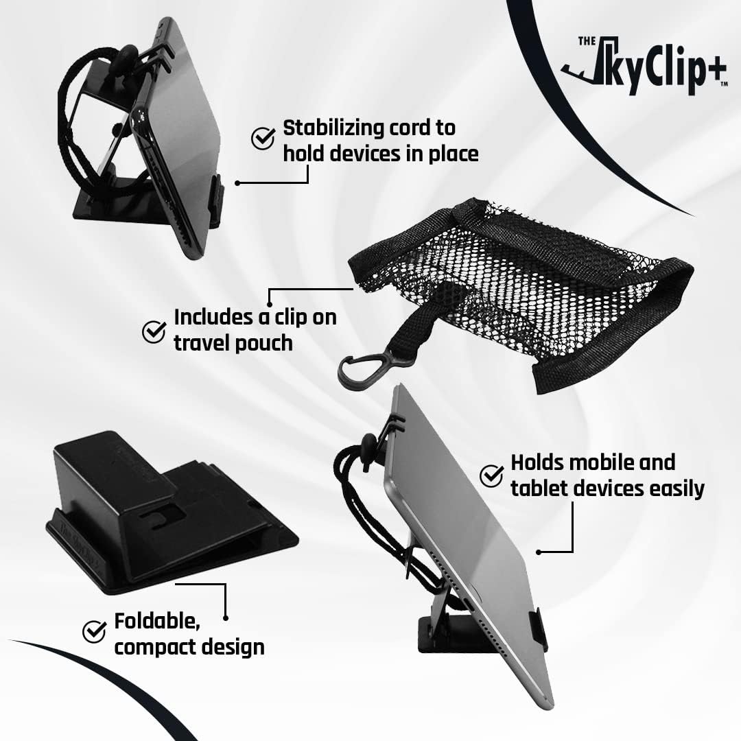 Detalle de The SkyClip SkyClip+ 携帯電話・タブレットホルダー 折りたたみ式・角度調整対応・ブラック