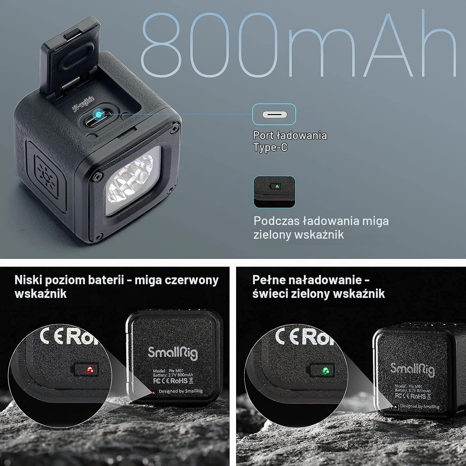 Detalle de SMALLRIG RM01 Kit 3469 – zestaw 3 mini lamp LED 5600K z filtrami