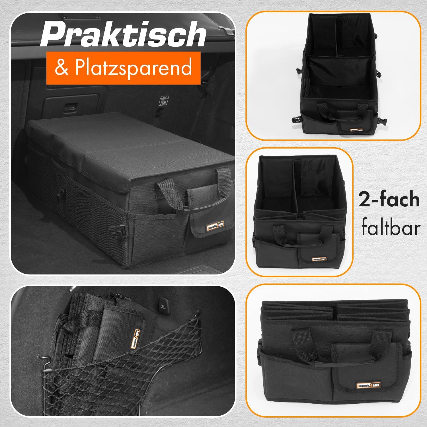 Thumbnail 6 de Upgrade4cars Kofferraum Organizer mit Deckel & Klett – faltbare XXL Kofferraumtasche für Ordnung im Auto