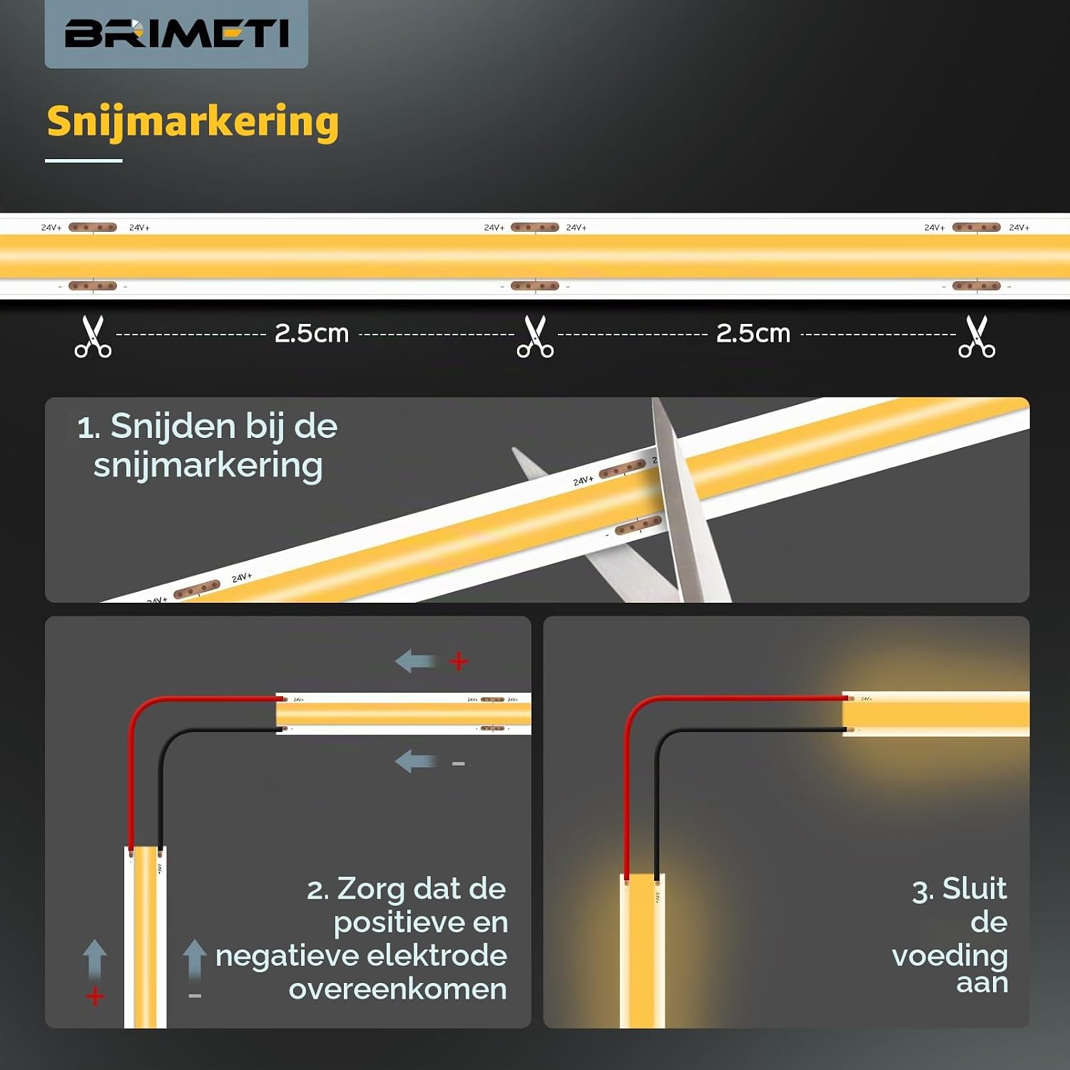 Thumbnail 4 de BRIMETI COB LED-strip 10 m, 6000 K, 320 leds/m en 12 V