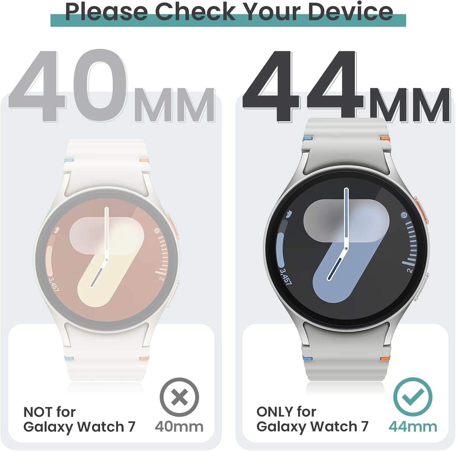 Detalle de Tensea 5+5Pack Galaxy Watch 7 Case & Screen Protector Set (44mm) – Hard PC Bumper + Tempered Glass