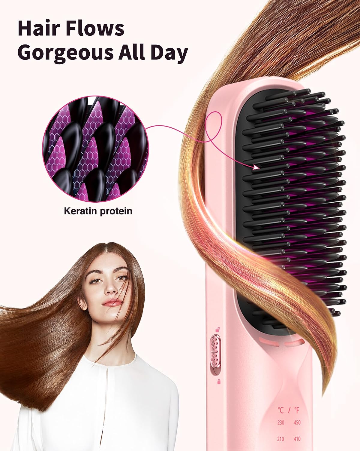 Detalle de Bopcal Cordless Hair Straightener Brush 10,000mAh