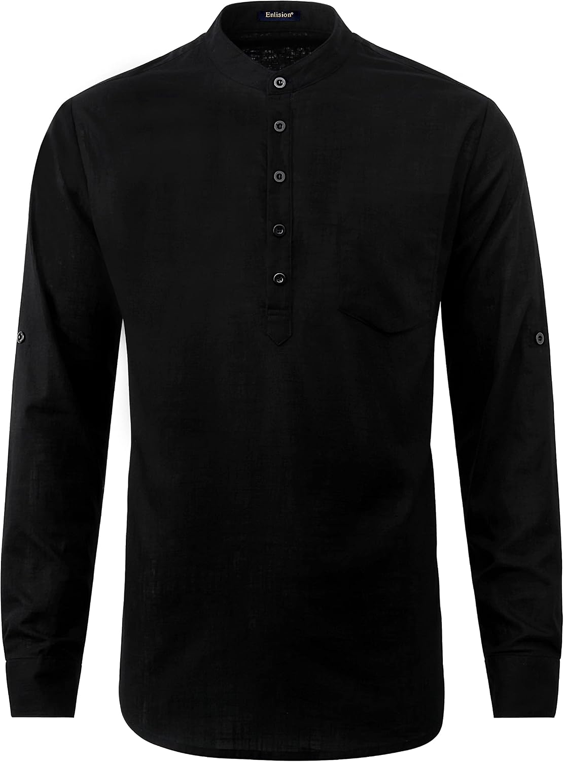Thumbnail 3 de Enlision Mens Casual Cotton Linen Shirt Long Sleeve Button Down Summer Lightweight Henley Shirt Tops