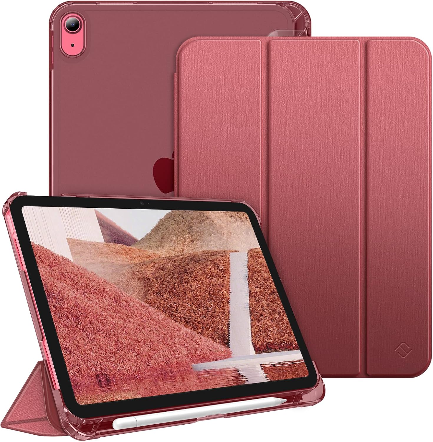 Detalle de FINTIE Ultra Slim Case for iPad A16 (11th Gen, 2025) and iPad 10th Gen (10.9in, 2022) – Matte burgundy cover with pencil holder