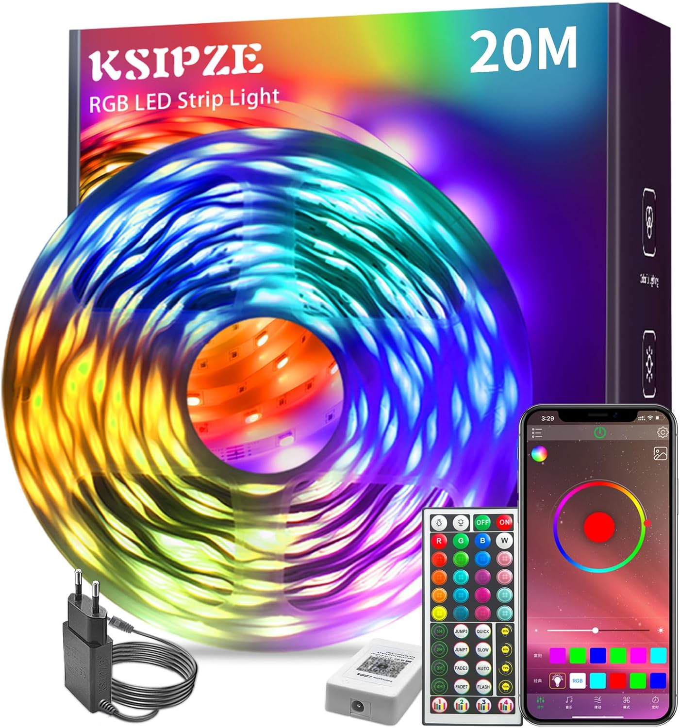 Thumbnail 4 de KSIPZE LED Streifen 10m RGB – Bluetooth App, IR-Fernbedienung, Musik Sync, dimmbar