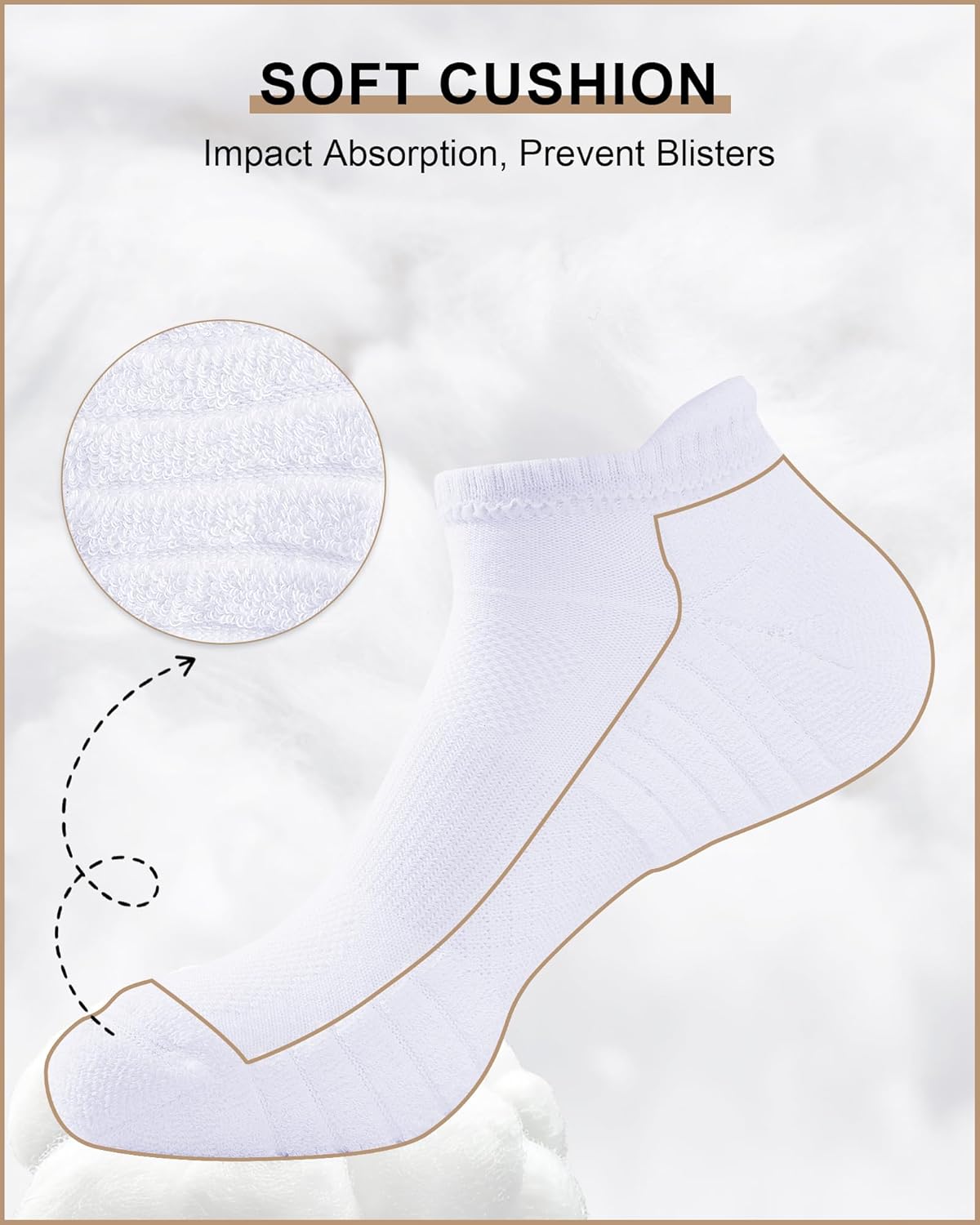 Thumbnail 4 de Niorasen Mens Running Socks (6 Pairs) cushioned ankle trainer socks for men & women