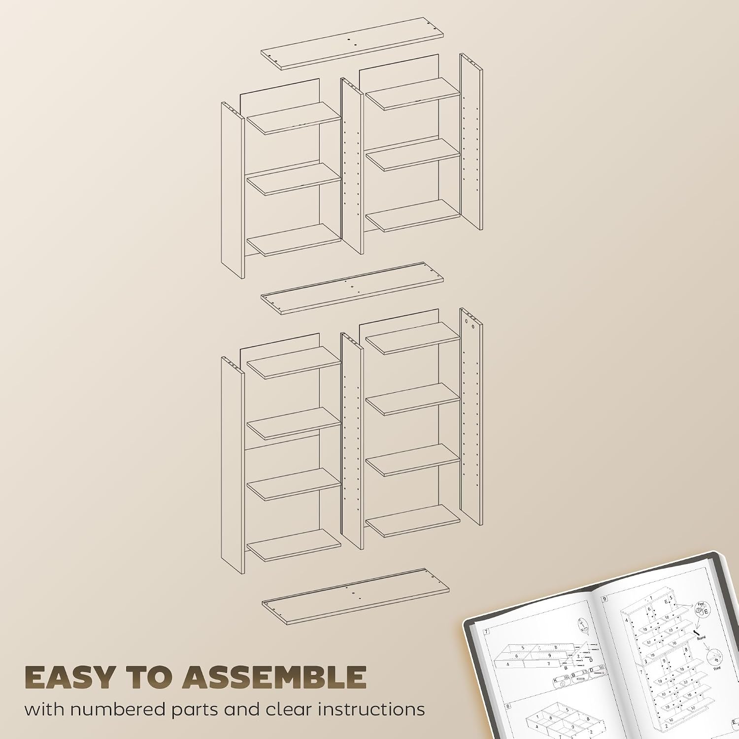 Detalle de HOMCOM 836-599V00WT Media Storage Unit, 640 CDs/360 DVDs, 14 Adjustable Shelves