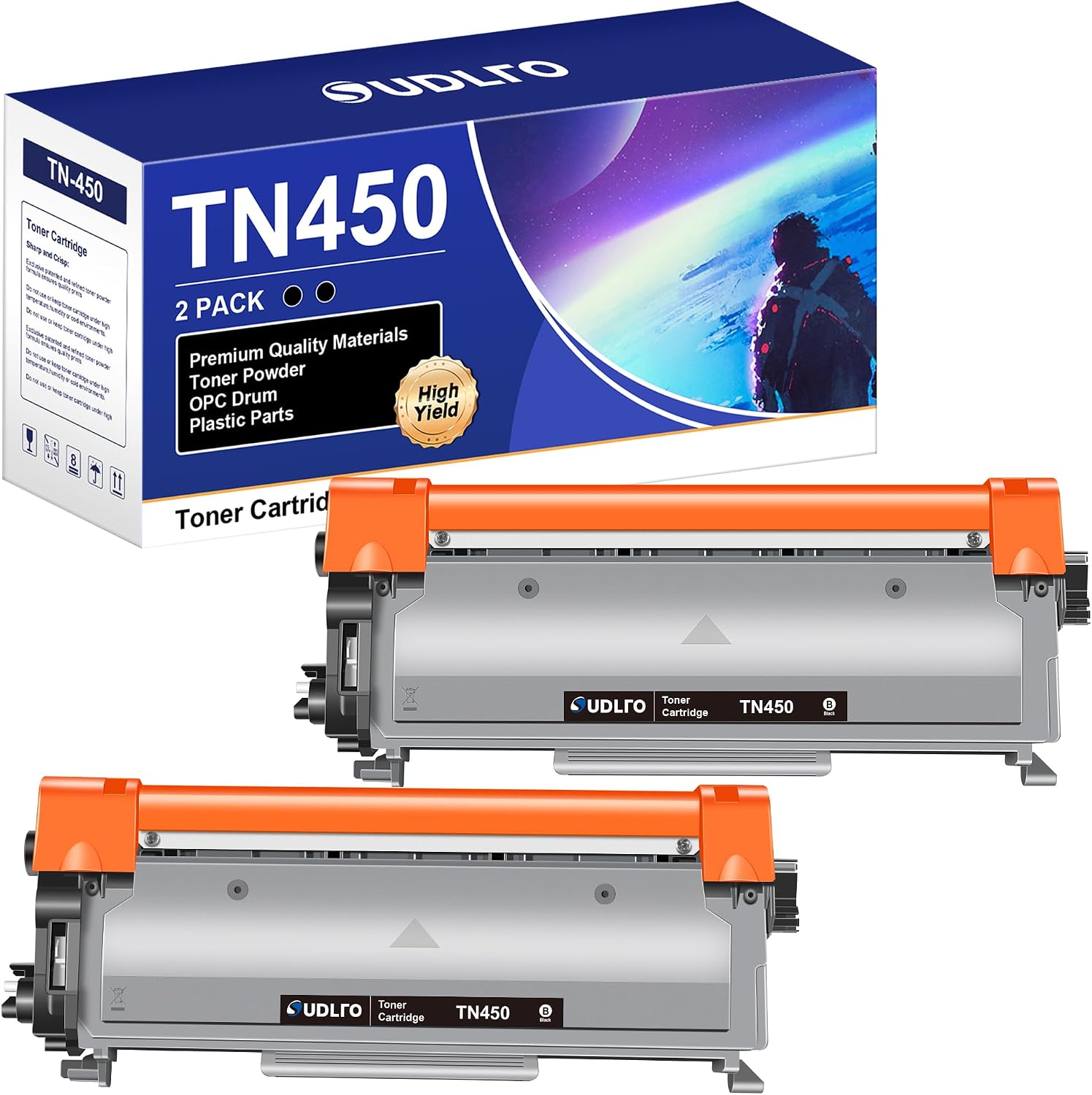 Detalle de SUDLTO TN450 Compatible Black Toner Cartridges, 2-Pack, 2,600-Page Yield
