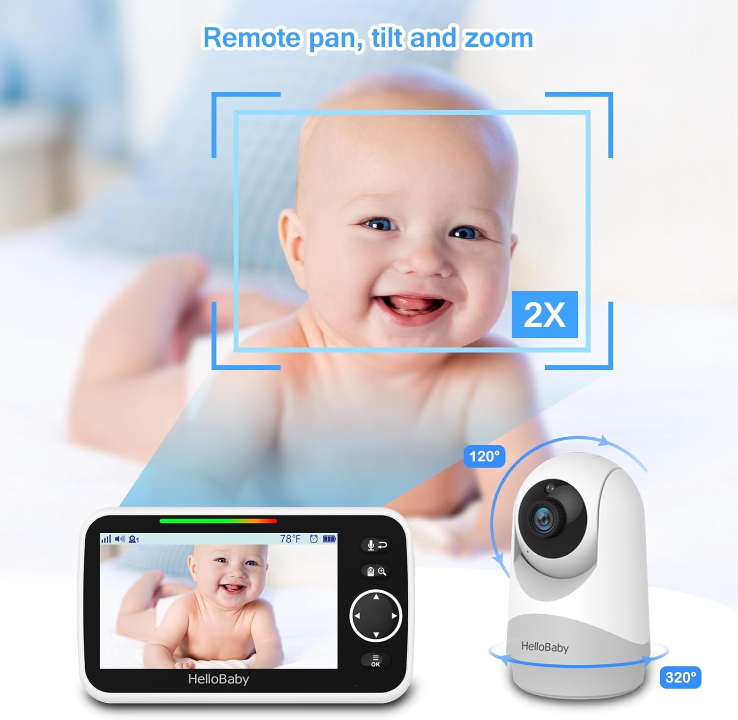Thumbnail 4 de HelloBaby Monitor with Camera 5" screen, 3500mAh battery