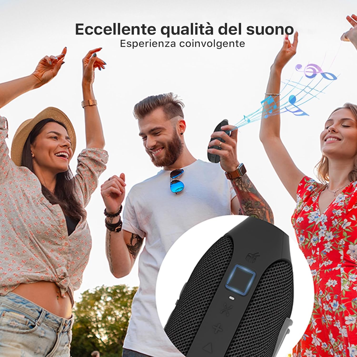 Detalle 2 de NOBIS Cassa Bluetooth Portatile Clip N1 — IP68, 24h di riproduzione e suono HD